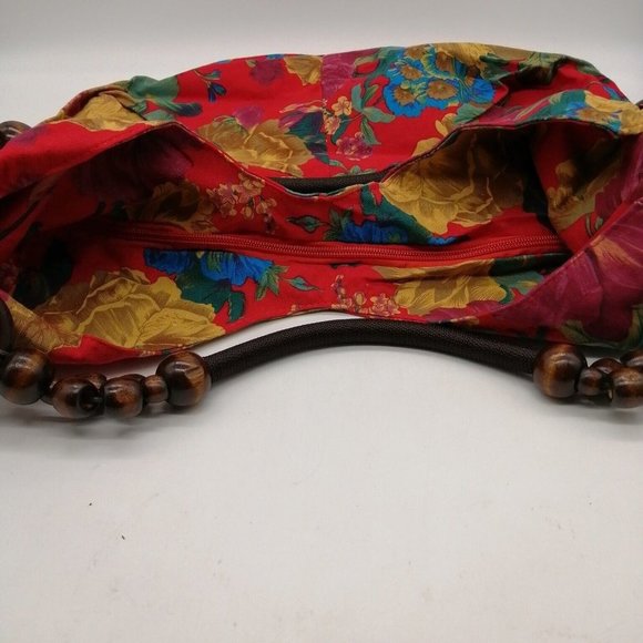 Mountain Mamas‎ Womens Handbag Multicolor Floral Fabric Zip Double Straps L NEW - Picture 7 of 8